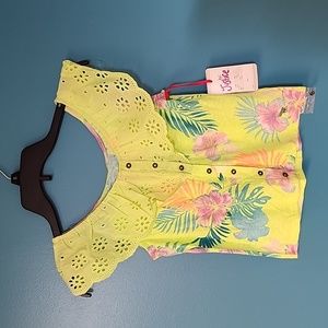 Tan top, Justice, M(10), neon colors,